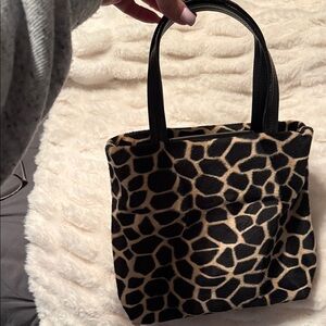 Amanda Smith Giraffe Print Tote in Black and Tan